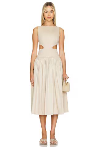 L'Academie by Marianna Natalina Midi Dress in Light Beige from Revolve.com | Revolve Clothing (Global)