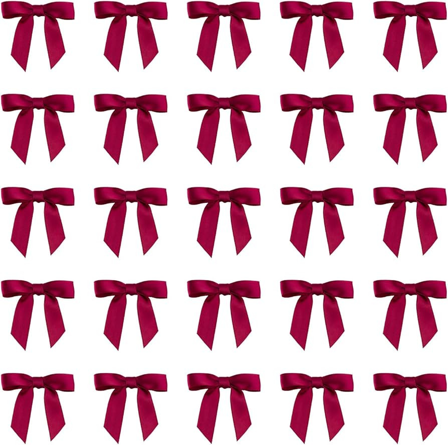 7Rainbows 50pcs Boutique 1.5" Burgundy Satin Ribbon Mini Bows for Craft Sewing Scrapbooking Weddi... | Amazon (US)