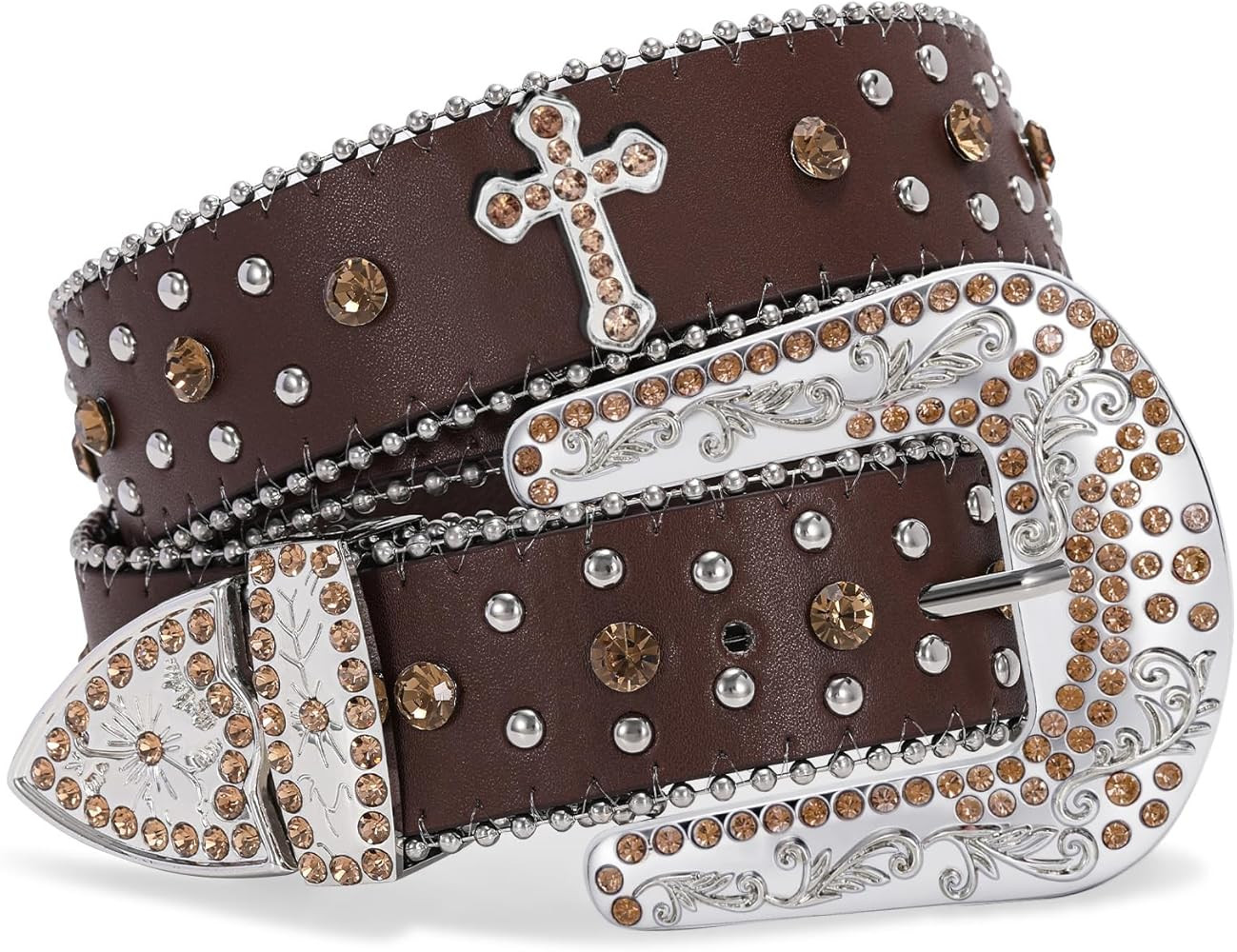 Balteus Sparkly Rhinestone Diamond Sequin Studded Belt for Men & Women - Western Cowgirl Cowboy S... | Amazon (US)