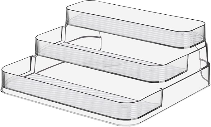 Acrylic Spice Rack, No Assembly Clear 3 Tier Condiment Bottle Shelf Vanity Organizer for Cabinet ... | Amazon (US)