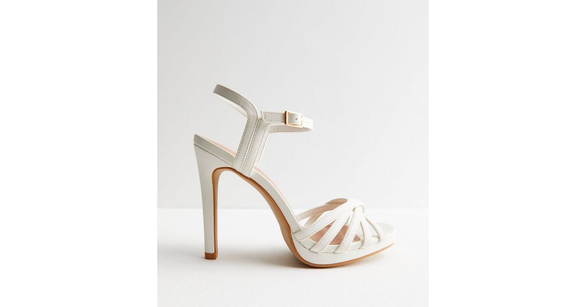 White Leather-Look 2 Part Strappy Stiletto Heel Sandals
						
						Add to Saved Items
						Rem... | New Look (UK)