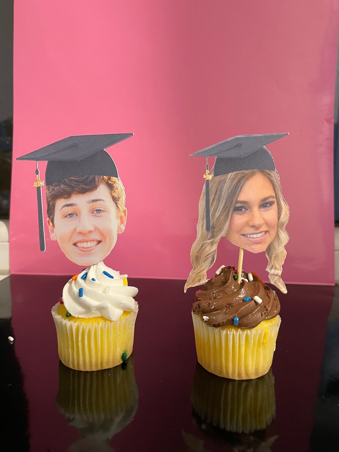 24 Custom Face Graduation Hat Cupcake Toppers - Etsy | Etsy (US)