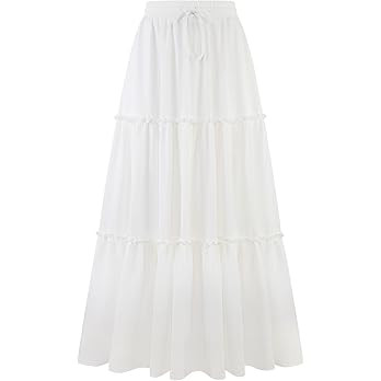 Arolina Women's Summer Maxi Skirt Trendy High Waist Pleated Ruffle Long Skirts Flowy Beach Boho S... | Amazon (US)