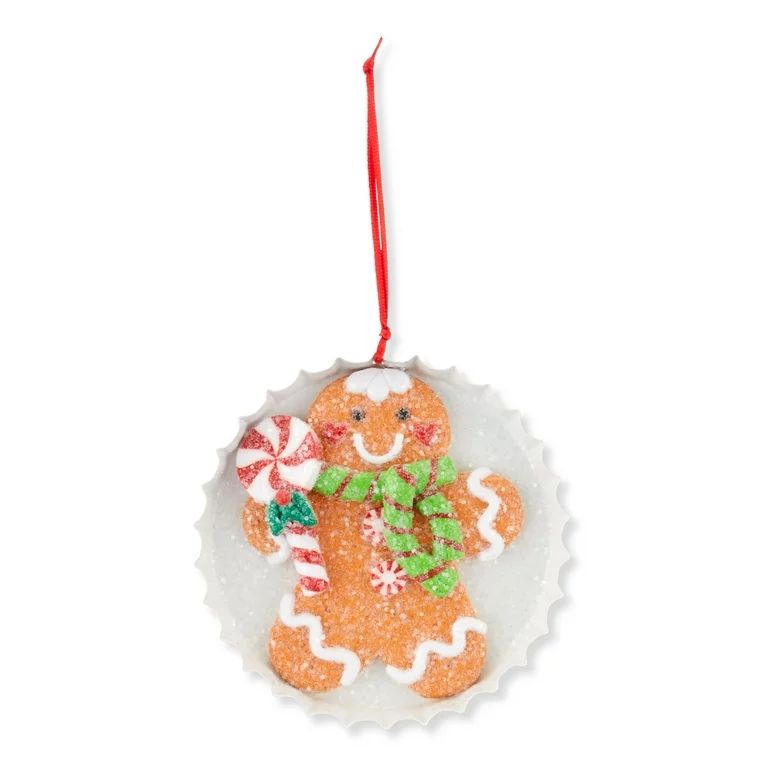 Traditional Red and Green Claydough Gingerbread Man Disc Decorative Ornament, 4 in, by Holiday Ti... | Walmart (US)