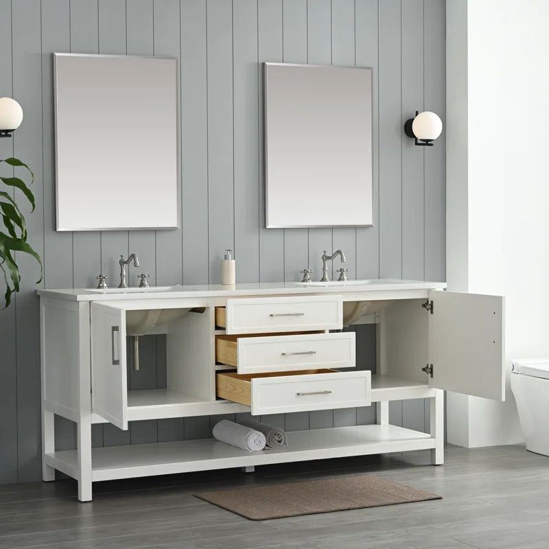 Antoan 72'' Free-standing Double Bathroom Vanity with Engineered Stone Vanity Top | Wayfair North America