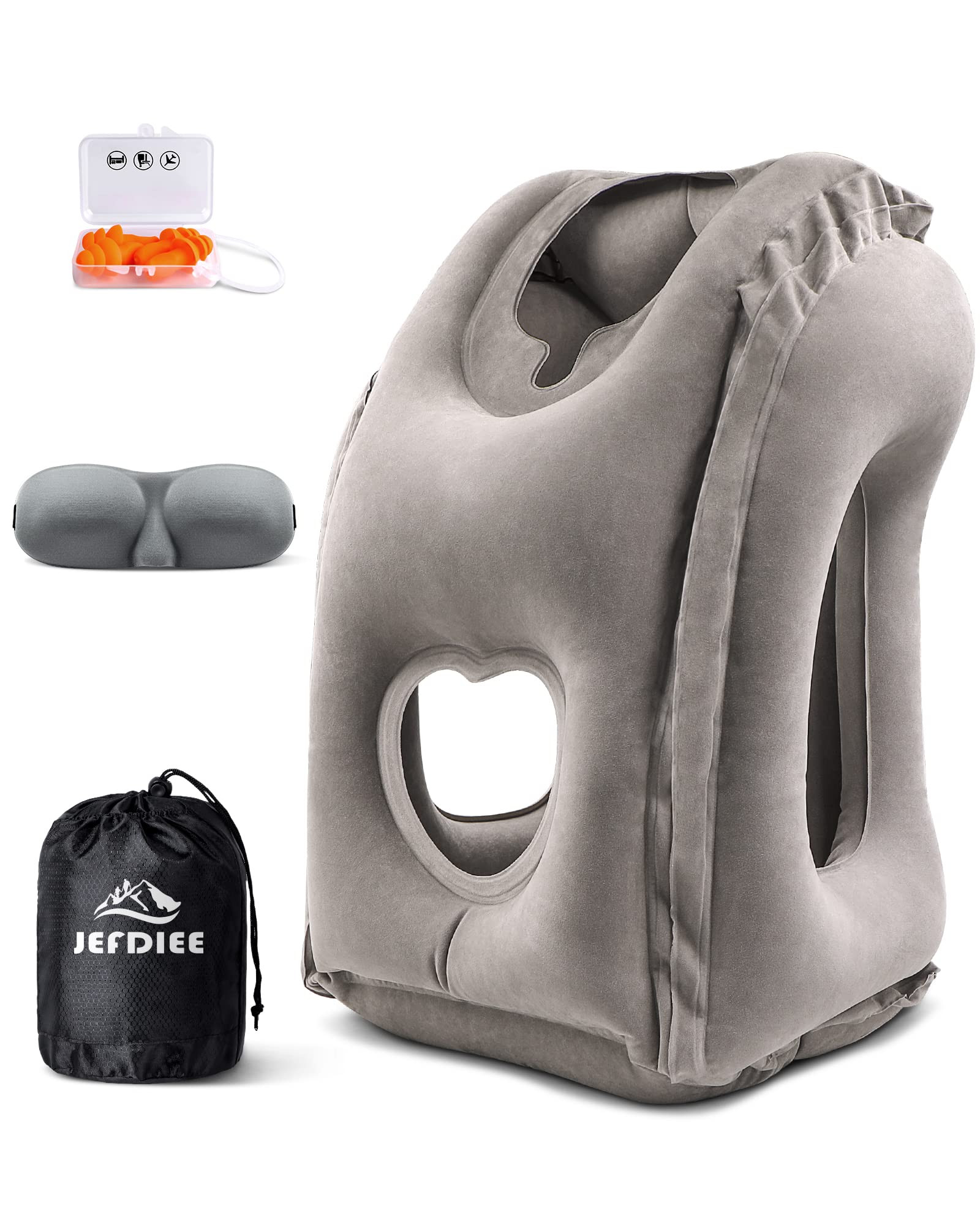 JefDiee Inflatable Travel Pillow, Airplane Neck Pillow Comfortably Supports Head and Chin for Air... | Amazon (US)