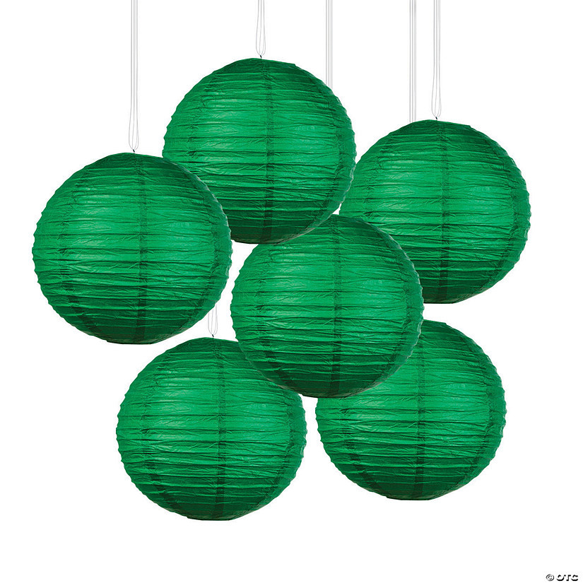 12" Green Hanging Paper Lanterns - 6 Pc. | Oriental Trading Company