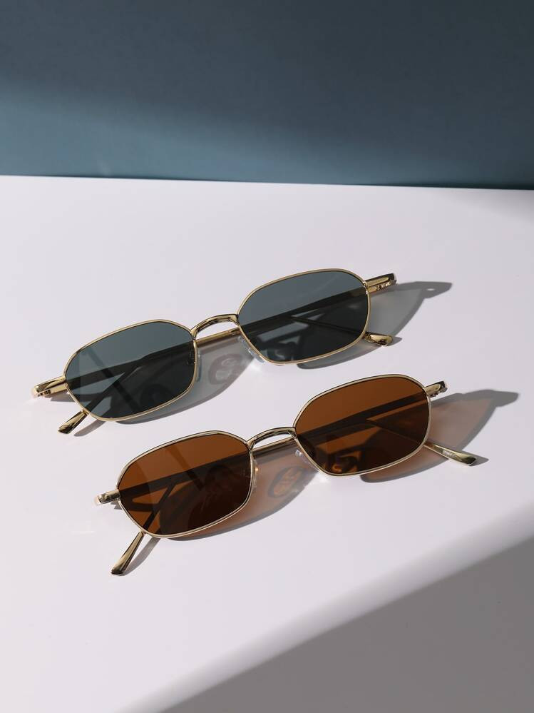 2pcs Men's Square Metal Decorative Fashion Fashion Glassesy2kfestival | SHEIN