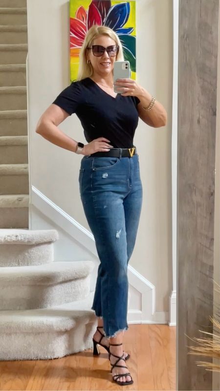 I bought these Nicole Miller jeans at TJ Maxx and they are amazing for an hourglass body type. Super high rise and very soft jeans fabric. They are sold out but I see some are available on eBay! I highly recommend! 

#LTKover40 #LTKmidsize #LTKstyletip