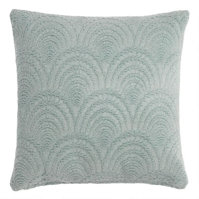 Sage Green Fan Jacquard Throw Pillow | World Market