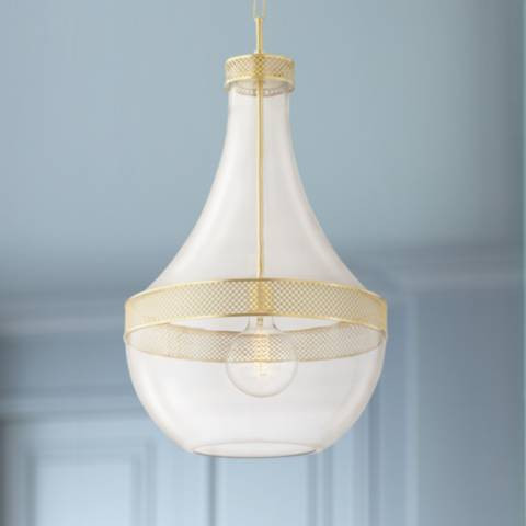 Hudson Valley Hagen 17 1/2" Wide Aged Brass Pendant Light - #97X62 | Lamps Plus | Lamps Plus