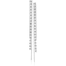 GUESS "Basic" Silver Crystal Rhinestone Linear Drop Earrings | Amazon (US)