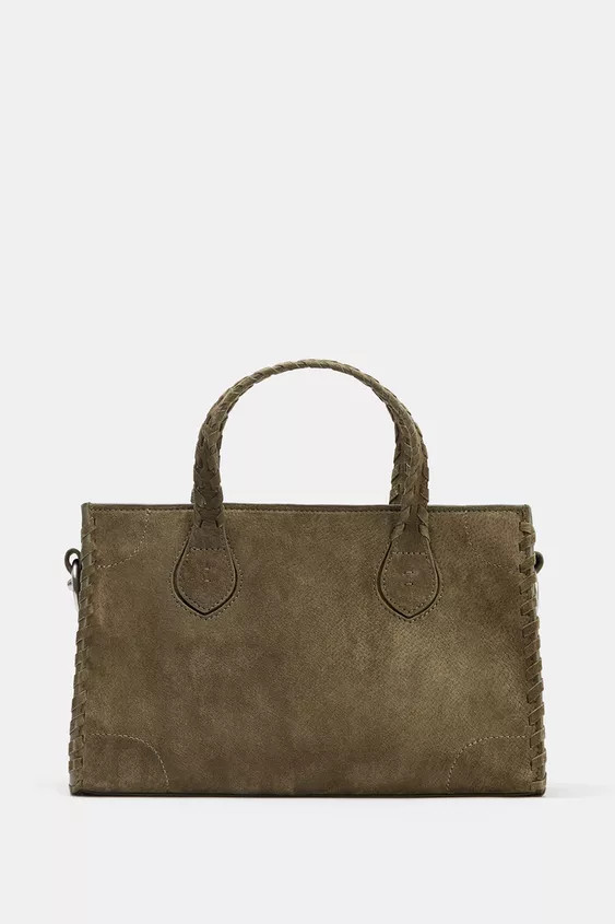 BRAIDED SPLIT LEATHER CITY BAG | Zara US