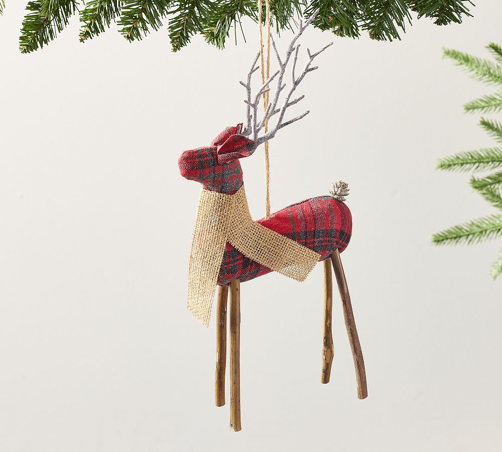 Plaid Oversized Deer Ornament | Pottery Barn (US)