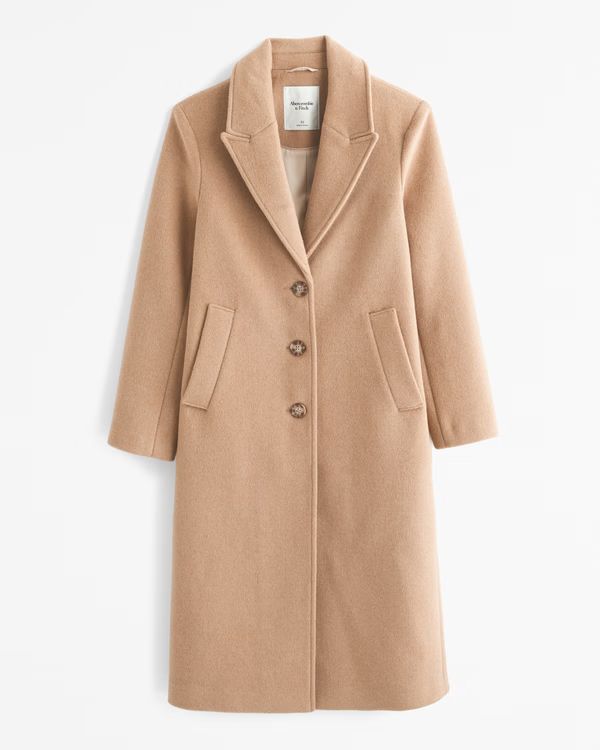 Women's Wool-Blend Tailored Topcoat | Women's Coats & Jackets | Abercrombie.com | Abercrombie & Fitch (US)