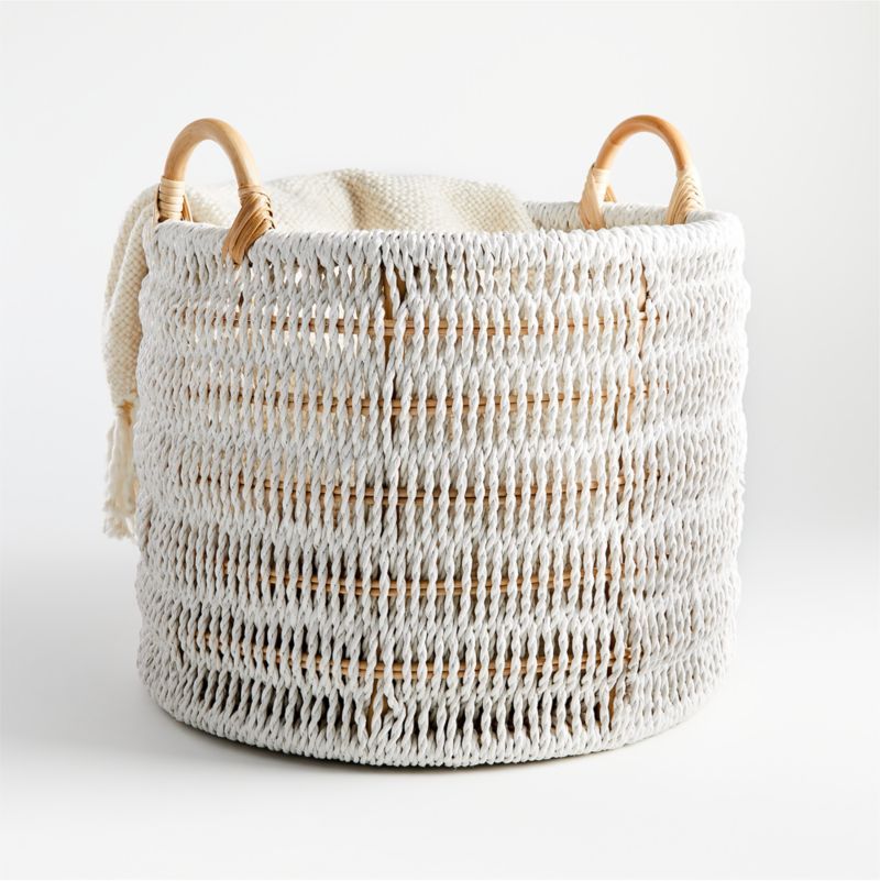 Blanca Natural/White Rope Basket + Reviews | Crate and Barrel | Crate & Barrel