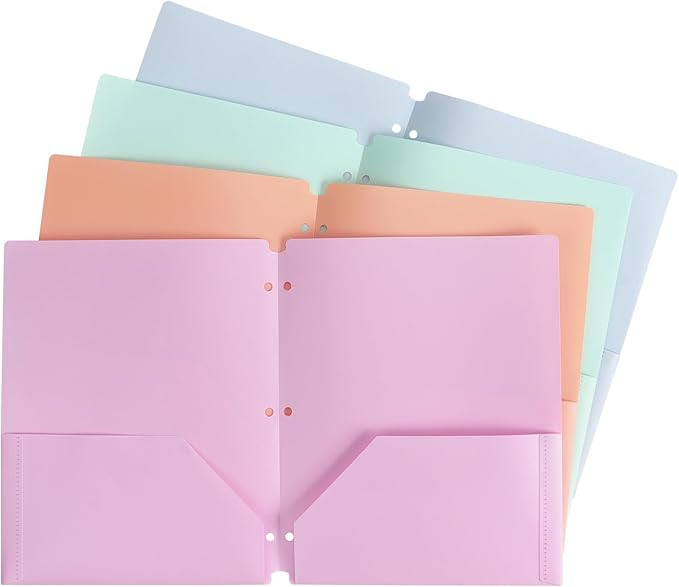 Colored Plastic Folders with Pockets Heavy Duty Two Pocket Folder 3 Ring Folders for Documents, P... | Amazon (US)
