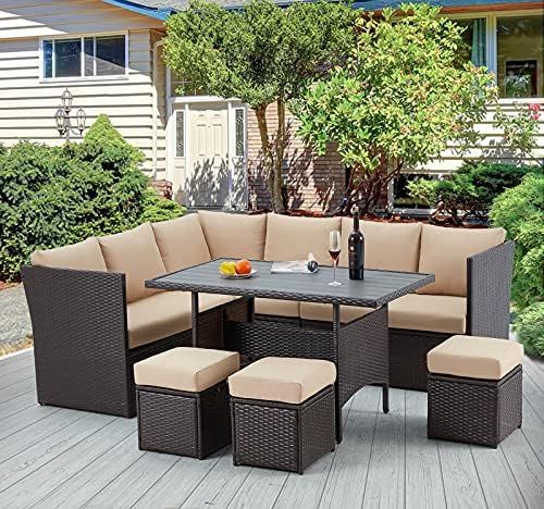 U-MAX 7 Pieces Outdoor Patio Furniture Set,Wicker Patio Furniture Set with Table and Chair, Outdo... | Amazon (US)
