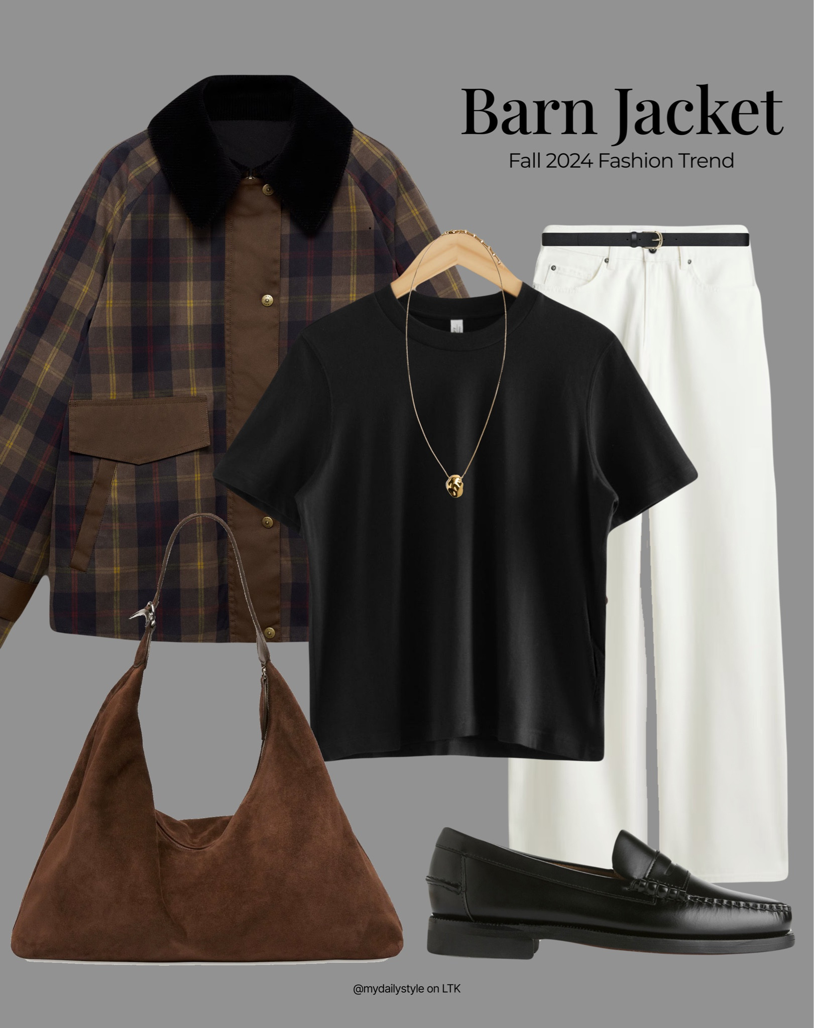 The barn jacket is another seasonal essential. Perfectly practical, stylish, & versatile piece that we all need in our fall wardrobe. Styling it with white denim jeans, black t-shirt, suede bag, & black loafers. 

Check out how my styling ideas on how to wear barn jacket in my profile. 

Tags: barn jacket, waxed jacket, parka, utility jacket, fashion trends 2024, fall style, pre-fall, autumn style, fall outfit, autumn outfit, fall fashion, autumn fashion, easy styling, simple everyday look, chic & basic outfit, Parisian look, casual outfit, capsule wardrobe, office look, brunch style, high street. 

#LTKstyletip #LTKautumn #LTKbag