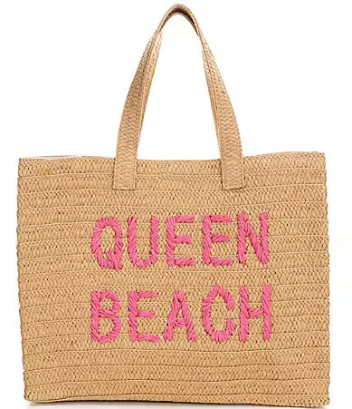 Btb Los Angeles Queen Beach Straw Tote Bag - Sand Fuchsia | Dillard's