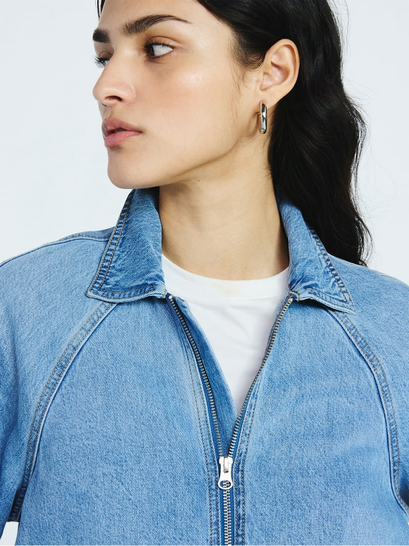 Scoop Women's and Women's Plus Denim Bomber Jacket, Midweight, Sizes XS-4X | Walmart (US)