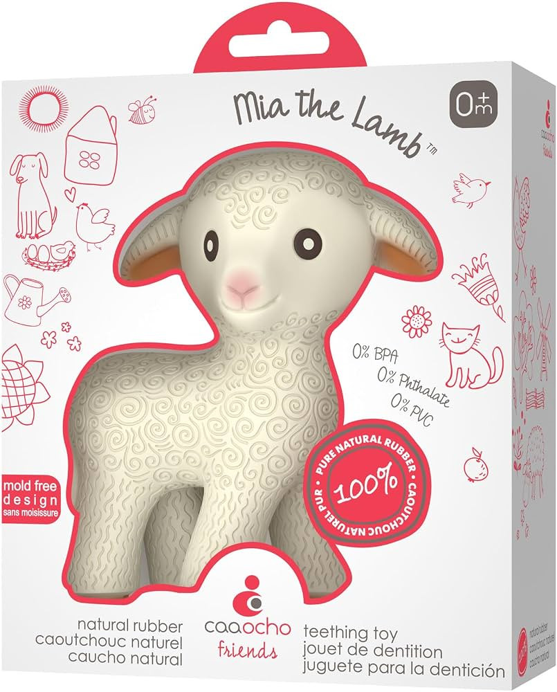 CaaOcho Pure Natural Rubber Teething Baby Toy - Mia The Lamb Teether for Babies, BPA Free Baby To... | Amazon (US)