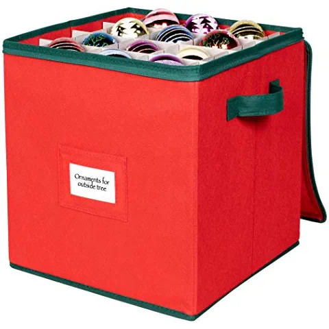 Christmas Ornament Storage - Stores up to 64 Holiday Ornaments, Adjustable Dividers, Covered Top,... | Amazon (US)