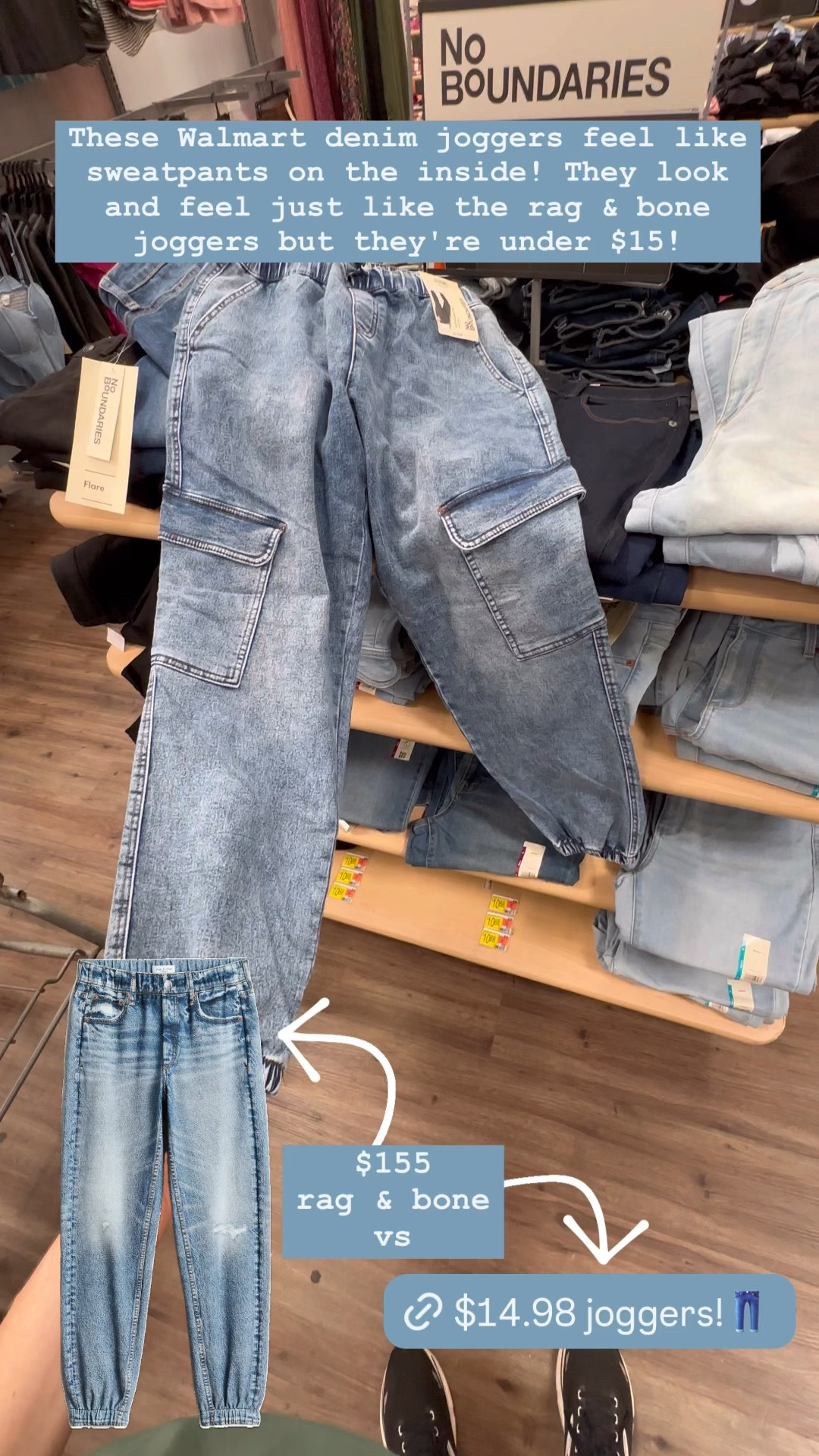 These Walmart joggers are so cute and a total dupe for the rag & bone joggers! The outside looks and feels like denim, but the inside is soft like sweatpants! Can’t beat that for comfort! The walmart version is under $15 and comes in 3 colors XXS-XXL .......................... Rag & bone dupe rag & bone jogger dupe walmart finds walmart new arrivals walmart joggers walmart jeans walmart sweatpants travel pants comfy pants travel outfit comfortable outfit teacher outfit teacher look back to school shopping jeans under $20 jeans under $15 high waisted jeans midrise jeans jogger jeans cargo jeans cargo joggers cargos rag & bone Miramar Printed Denim Cotton Joggers dupe plus size jeans juniors jeans college shopping college essentials revolve finds revolve jeans revolve pants 

#LTKStyleTip #LTKFindsUnder50 #LTKTravel
