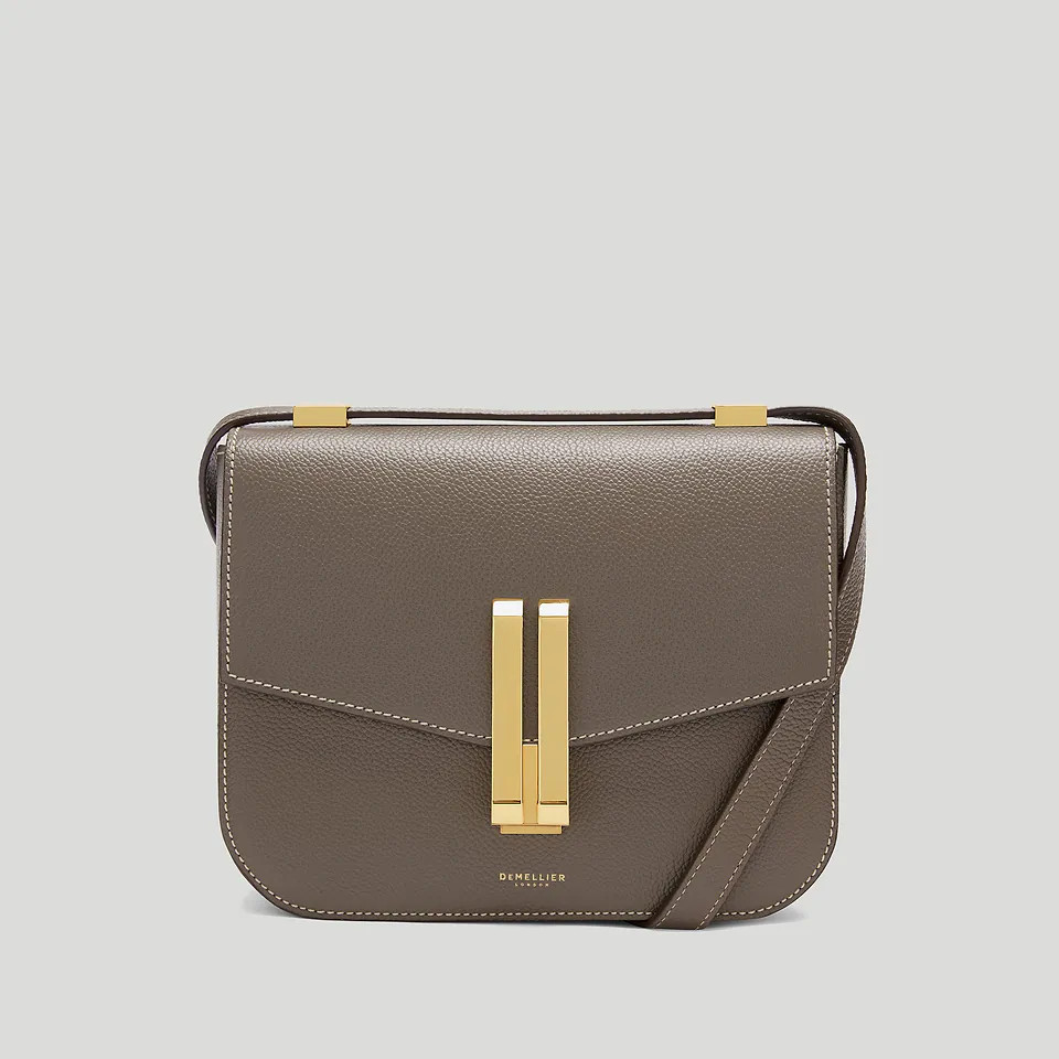 The Vancouver | Dark Taupe Small Grain Ecru Stitching | DeMellier | DeMellier