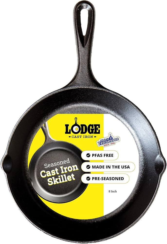 Lodge Seasoned Cast Iron Skillet - PFAS-Free, Non-Toxic Cookware - Use with an Oven, Stove, Grill... | Amazon (US)