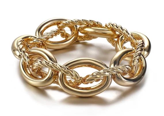 Gold Bracelet, Gold Chunky Bracelet, Gold Bracelet for woman, Gold Chain Bracelet. Elegant Bracel... | Etsy (US)