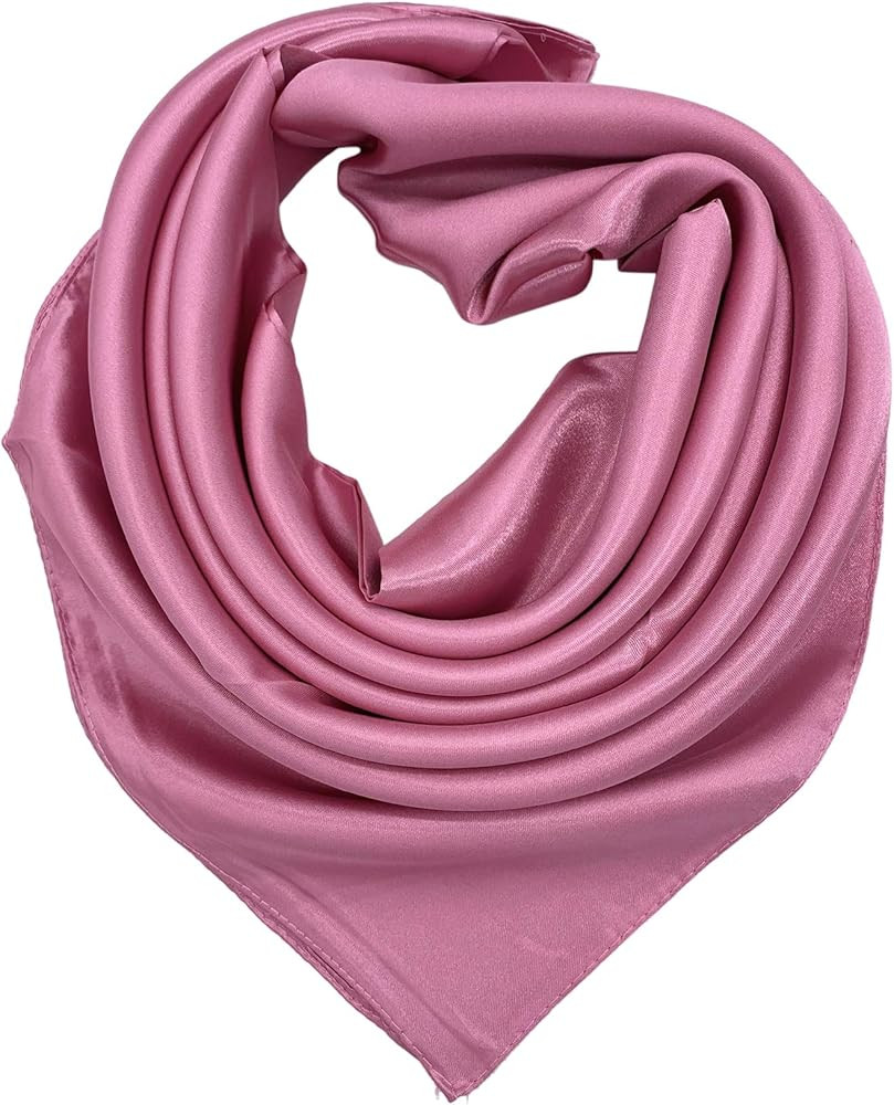 YOUR SMILE Silk Feeling Scarf Women's Fashion Pattern & Solid Color Large Square Satin Headscarf | Amazon (US)