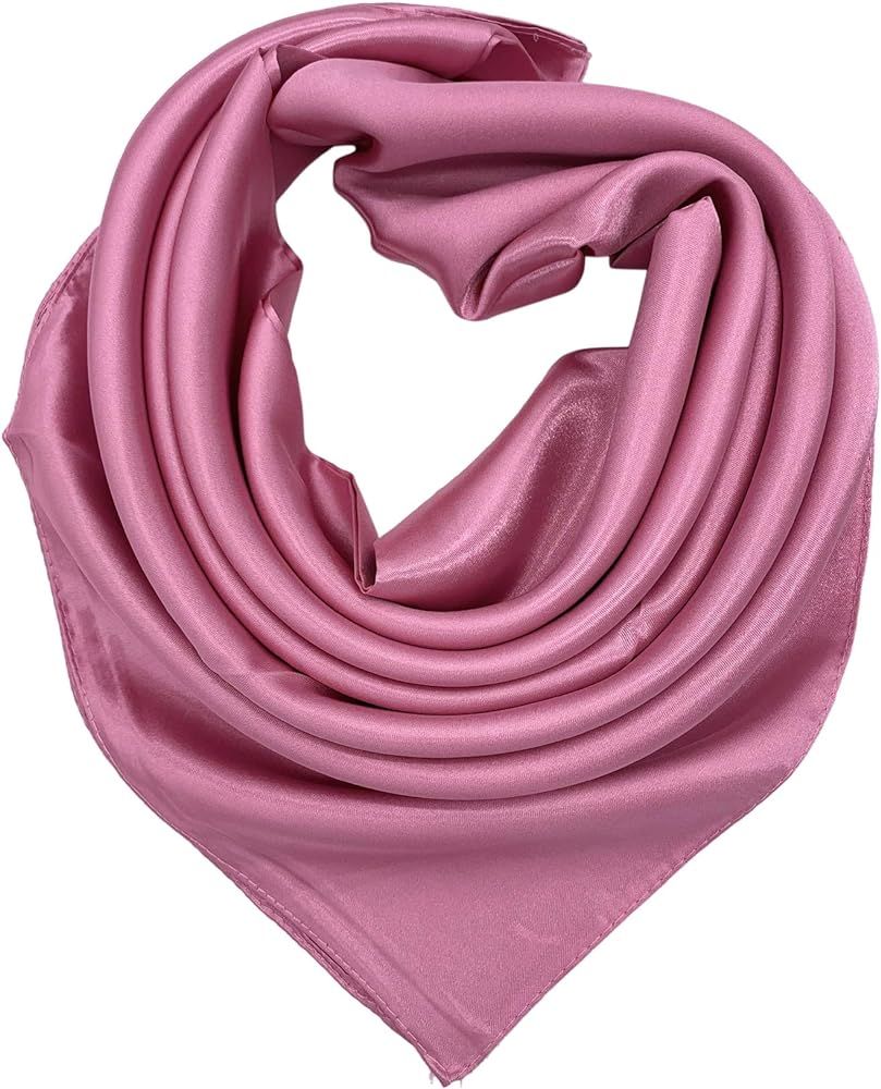 YOUR SMILE Silk Feeling Scarf Women's Fashion Pattern & Solid Color Large Square Satin Headscarf | Amazon (US)