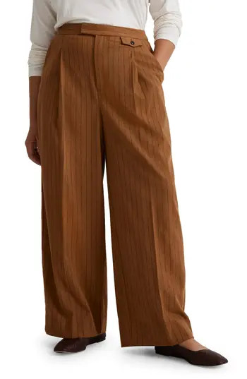 Madewell The Rosedale Pinstripe High Waist Straight Leg Pants in Fallen Timber at Nordstrom Rack, Size 0 | Nordstrom Rack