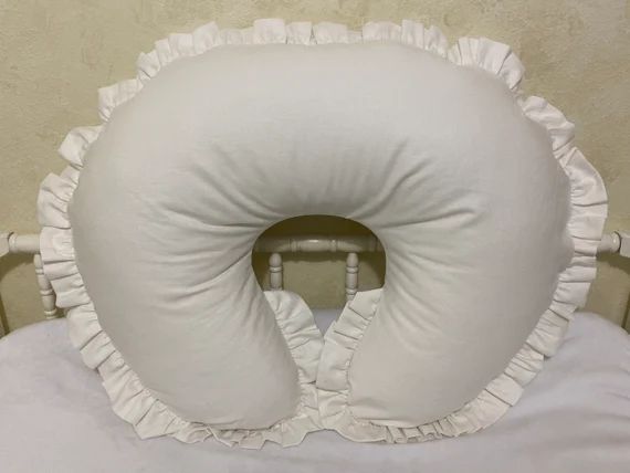 Baby Girl Nursing Pillow Cover, White Linen Nursing Pillow Cover with Ruffle, Breastfeeding Pillo... | Etsy (US)