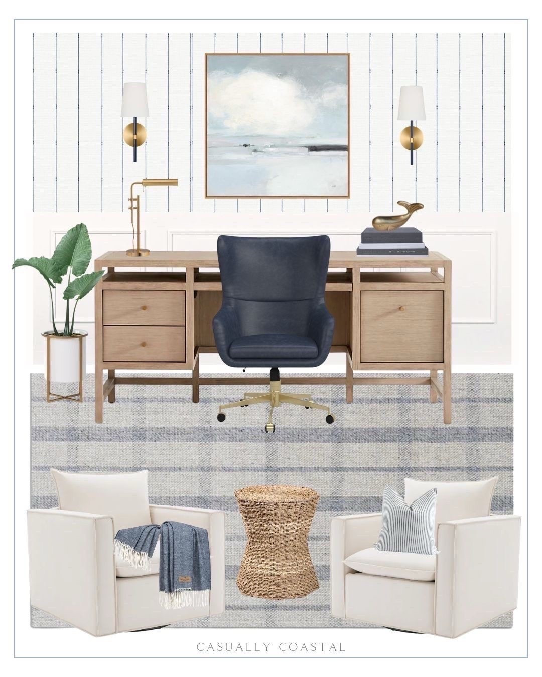 By request, another men’s home office design! 
-
coastal home decor, coastal home office, home office ideas, men's work station, coastal rug, coastal desk, coastal desk chair, men’s desk chair, leather desk chair, navy desk chair, coastal faux plant, Amazon coffee table books, coastal coffee table books, brass whale paper weight, home office decor, men's office furniture, Amazon paper weight, metal desk lamp, amazon desk lamp, brass desk lamp, brass task lamp, vintage desk lamp, coastal lamp, seagrass end table, woven side tables, side tables under $100, coastal end table, outdoor planter pot, coastal planter pot with stand, Etsy pillows, coastal pillows, striped pillow, coastal sconce, burnished brass dimmable sconce, coastal lighting, coastal wallpaper, striped wallpaper, home office wallpaper, Wayfair wallpaper, joss and main rug, 8x10 rug, men's office rug, plaid rug, blue & gray rugs, 9x12 rugs, swivel desk chair, blue desk chair, light wood desk, desk with drawers, 65” wood desk, framed canvas wall art, coastal wall art, amazon artwork, abstract artwork, coastal art, upholstered swivel armchair, neutral accent chairs, swivel chairs, living room chairs, herringbone throw blanket, coastal throw blanket, amazon throw blankets

#LTKHome #LTKMens
