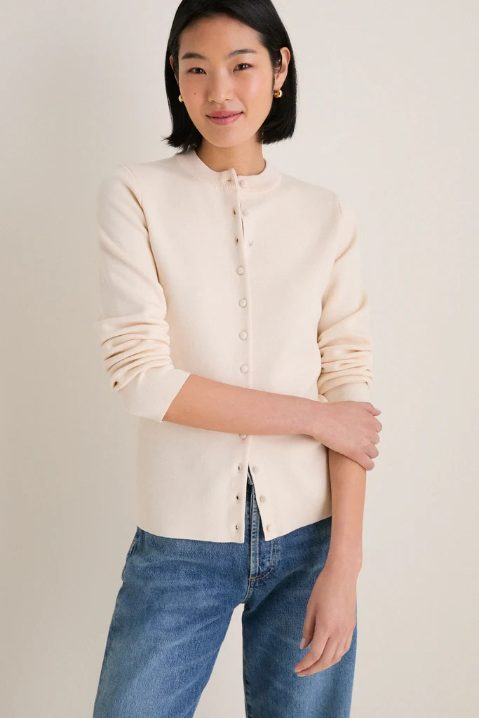 Ivory Structured Margaux Cardigan | Tuckernuck (US)