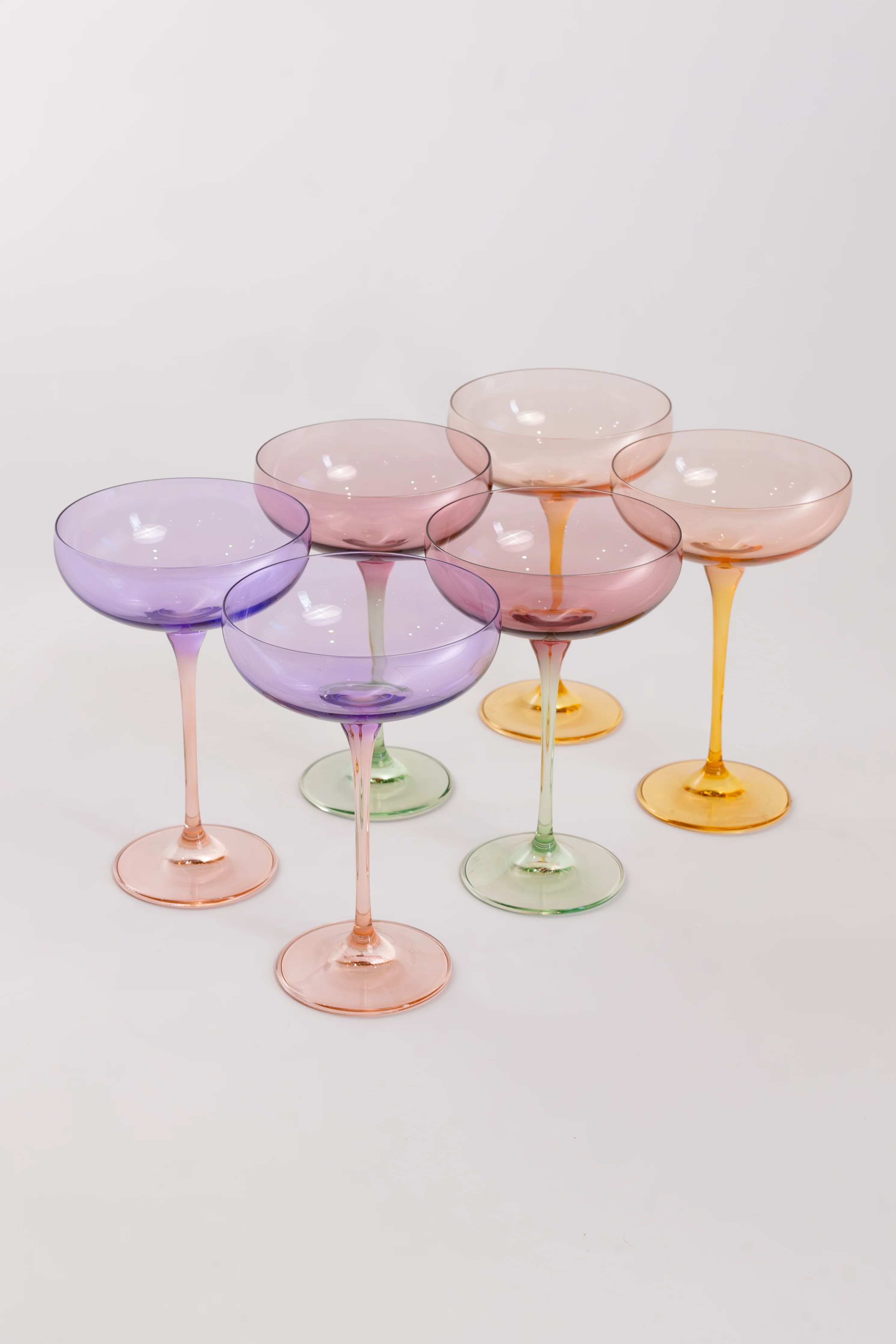 Estelle Colored Champagne Coupe Stemware - Set of 6 {Colorblock Pastel | Estelle Colored Glass