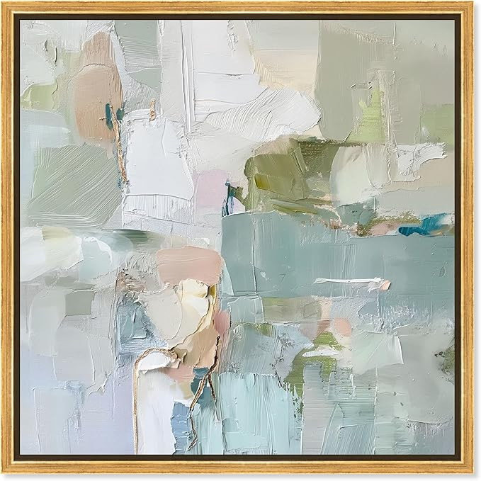 Art Remedy Jade Sweep I Canvas Minimal Abstracts, Gold Frame, 40" x 40" | Amazon (US)