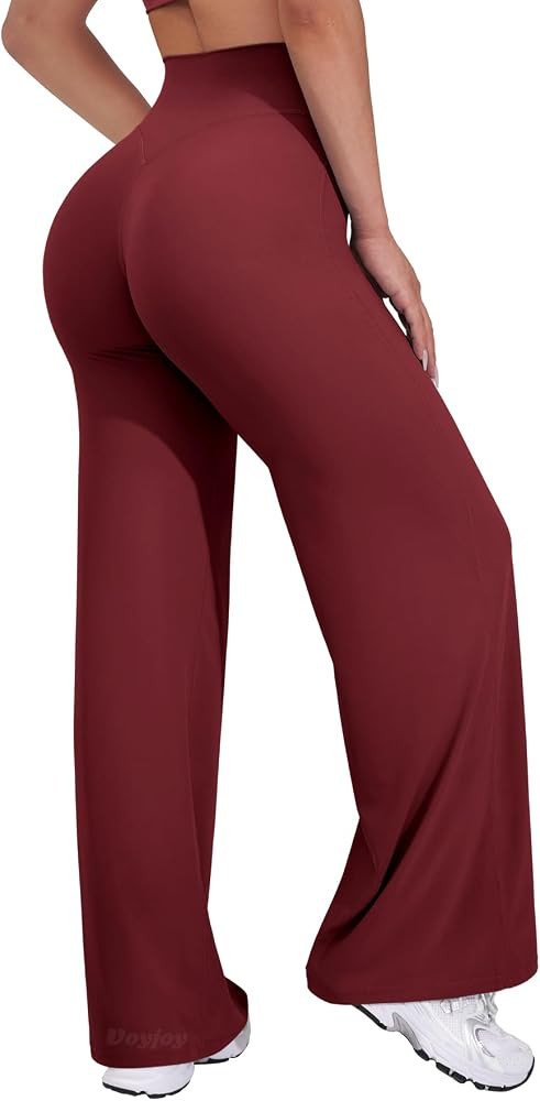 VOYJOY Straight Leggings Bottoms Wide Leg Pants for Women 29"/ 31.5"/33"/35" High Waist Stretch C... | Amazon (US)
