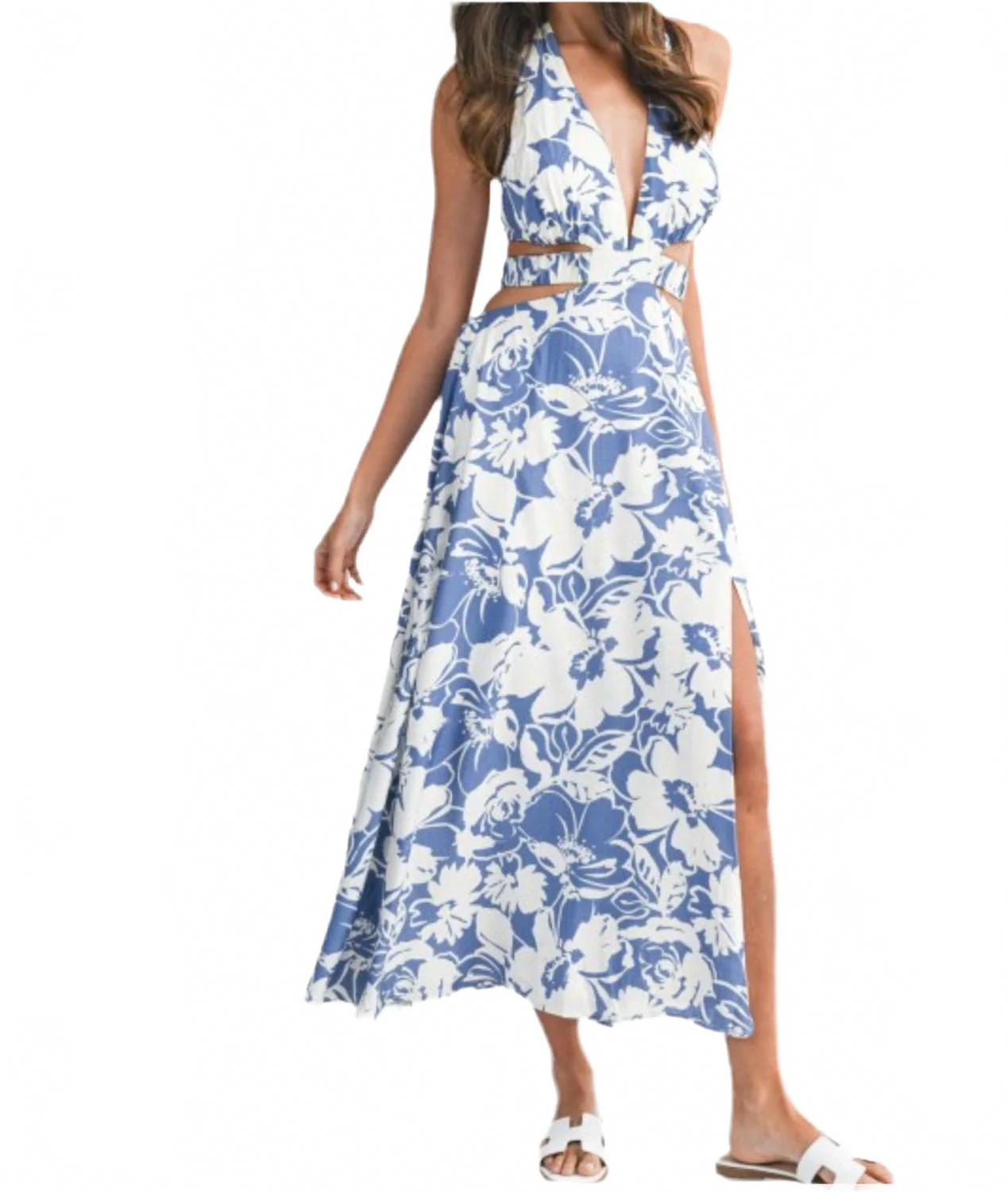 Blossom Babe Floral Maxi Dress In Light Blue | Shop Simon