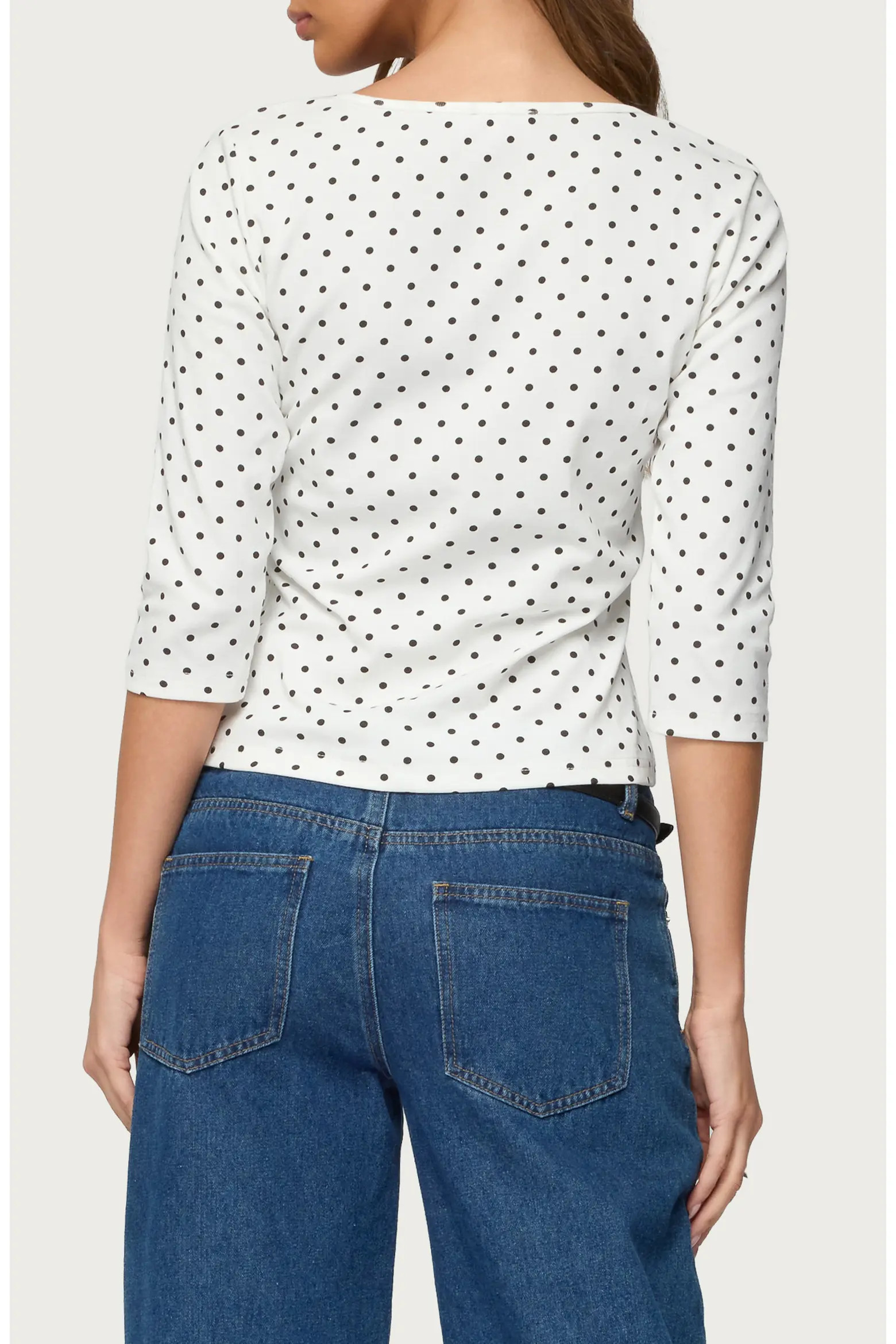 EDIKTED Lela Polka Dot Quarter Sleeve Shirt (Women) | Nordstrom | Nordstrom