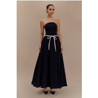 Penny Strapless Contrast Midi Dress - Black & White | MESHKI US