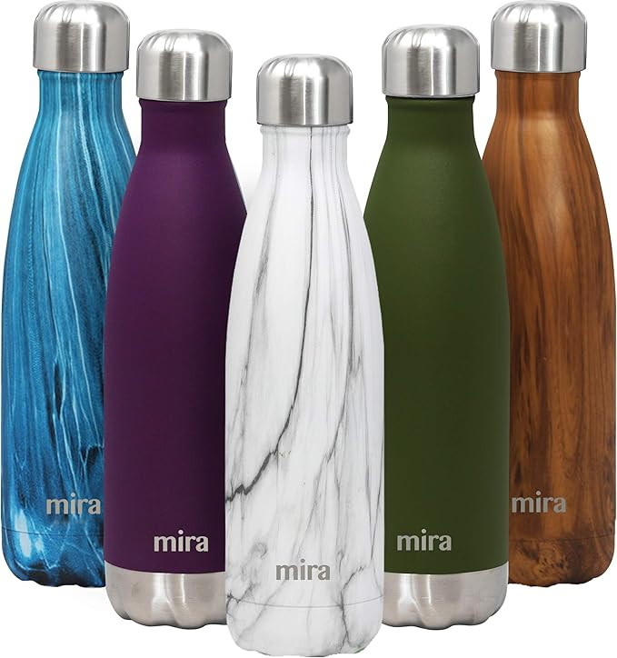 MIRA 17 Oz Stainless Steel Vacuum Insulated Water Bottle - Double Walled Cola Shape Thermos - 24 ... | Amazon (US)