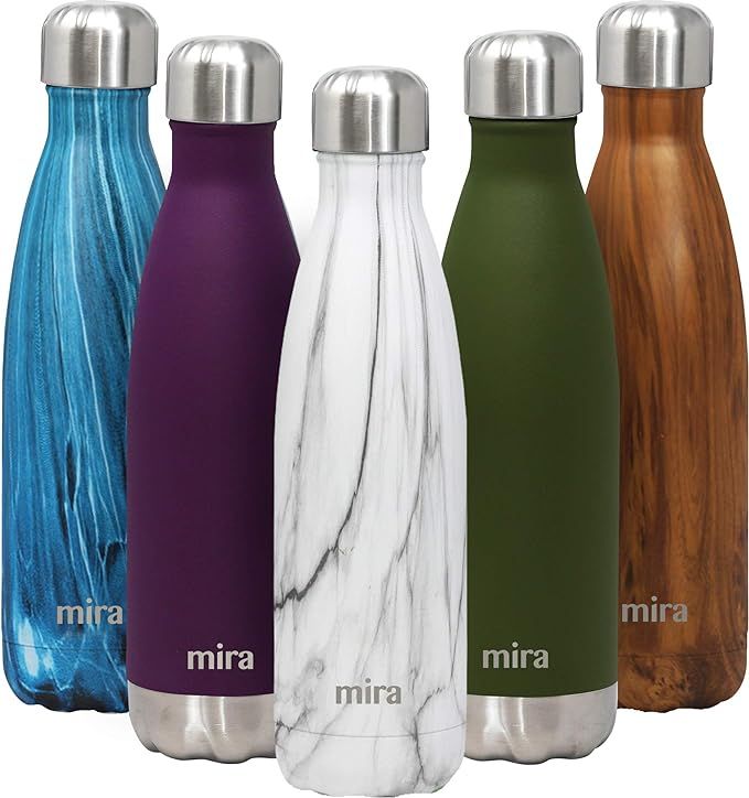 MIRA 17 Oz Stainless Steel Vacuum Insulated Water Bottle - Double Walled Cola Shape Thermos - 24 ... | Amazon (US)