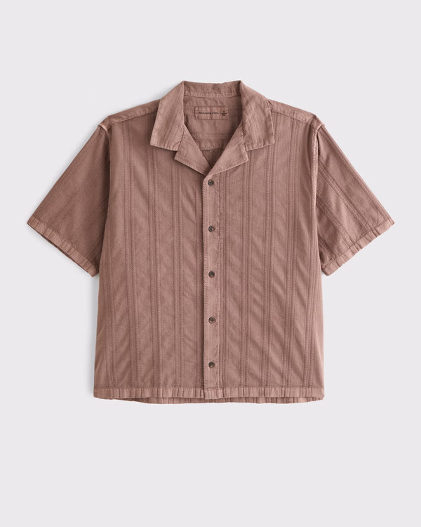 Men's Camp Collar Braided Button-Up Shirt | Men's Clearance | Abercrombie.com | Abercrombie & Fitch (US)