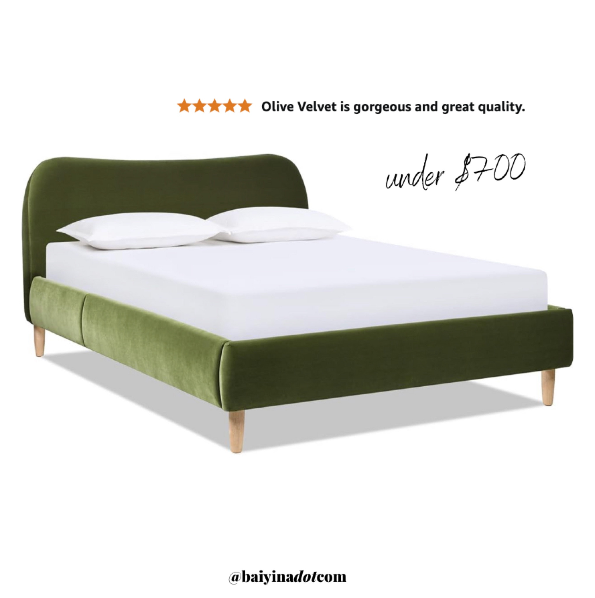 Modern velvet upholstered queen or king bed, green velvet, under $700 great budget friendly cb2 dupe!

#LTKhome #LTKstyletip