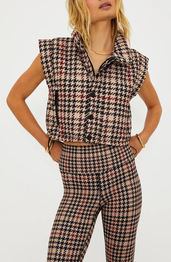 Beach Riot Canyon Houndstooth Crop Puffer Vest | Nordstrom | Nordstrom