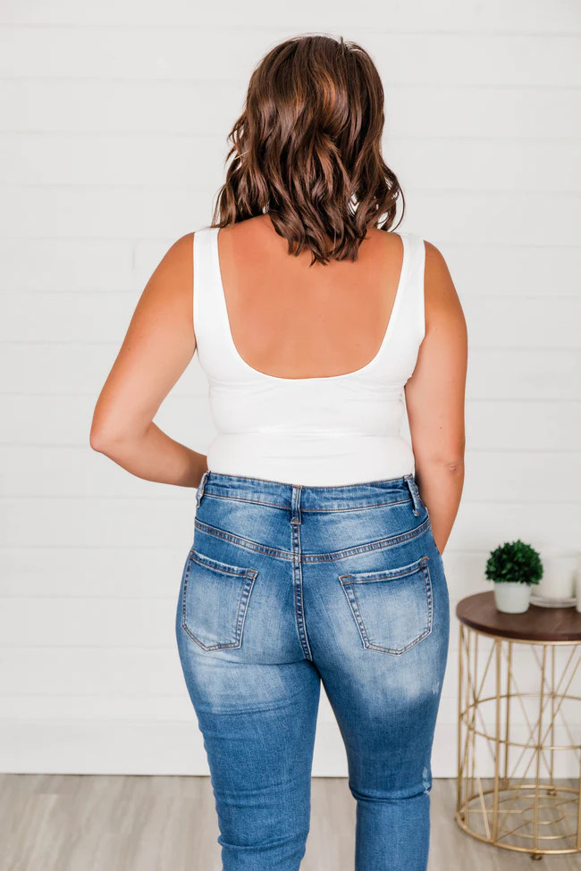 Greater Than This Tank White Bodysuit | The Pink Lily Boutique