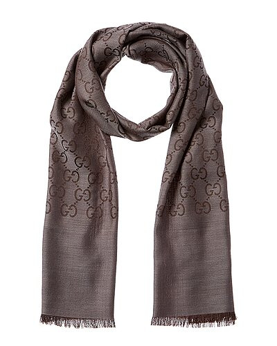 Logo Small Jacquard Wool & Silk-Blend Scarf | Gilt & Gilt City